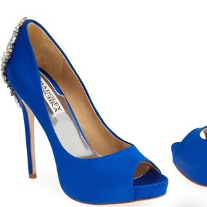 Badgley Mischka Kiara Crystal Back Open Toe Pump